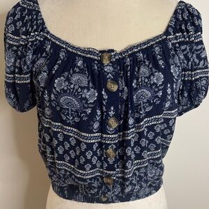 American Eagle Outfitters Navy Floral Blouse